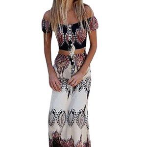 ❌ SOLD ❌ Boho Crop Top and Maxi Skirt